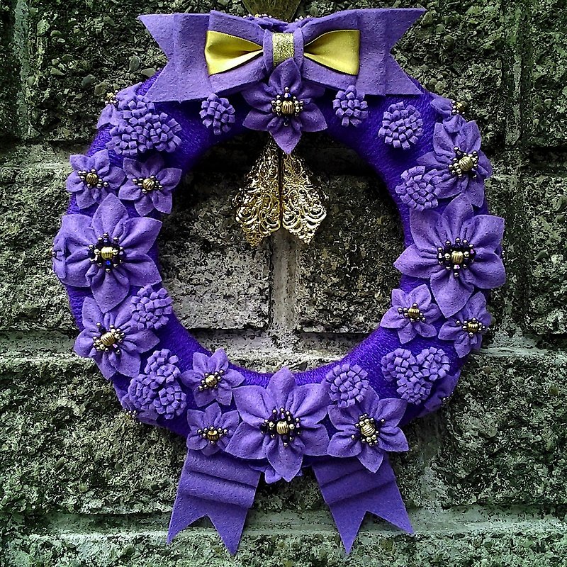 MFP X＆＃39; masのクリスマスの花輪手作りの紫色の水晶豪華な勲章 - ウォールデコ・壁紙 - その他の素材 パープル