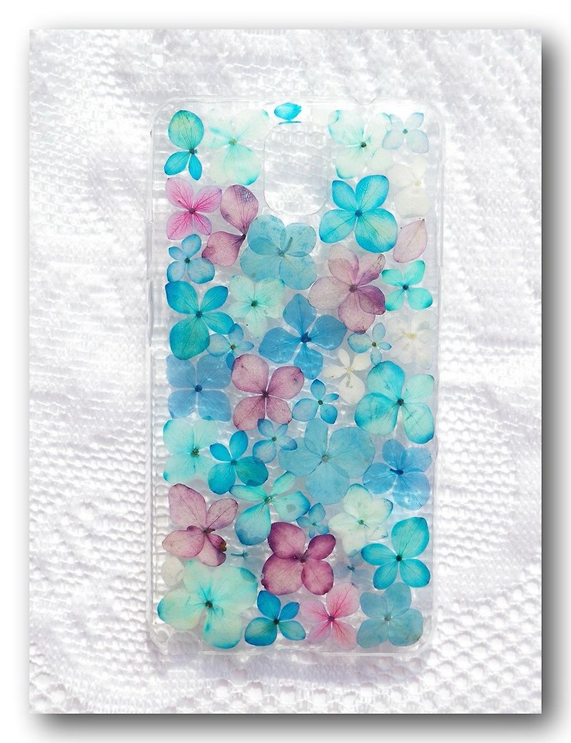 Anny's workshop hand-made Yahua phone protective shell for Samsung Galaxy Note 3 case, three hydrangeas Series - Phone Cases - Plastic Blue