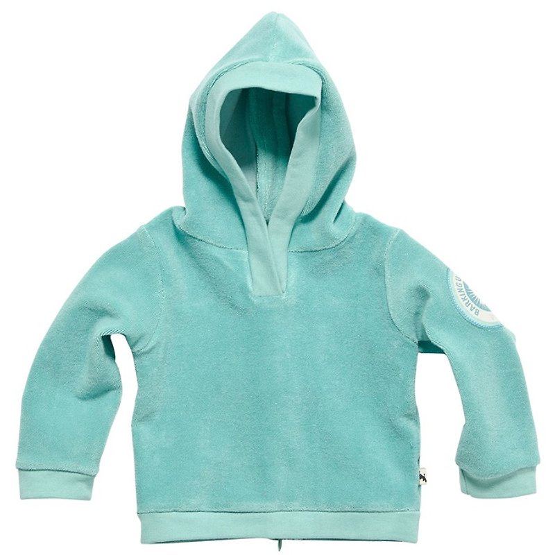 [Nordic children's clothing] Swedish organic cotton infant hoodie 4M to 3 years old lake green - Onesies - Cotton & Hemp Green