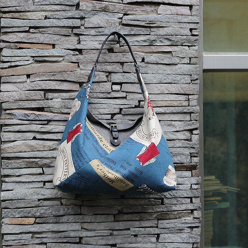 Fresh blue dorsal hand as a material fashion backpack bag (with leather carrying handle) - อื่นๆ - วัสดุอื่นๆ สีน้ำเงิน