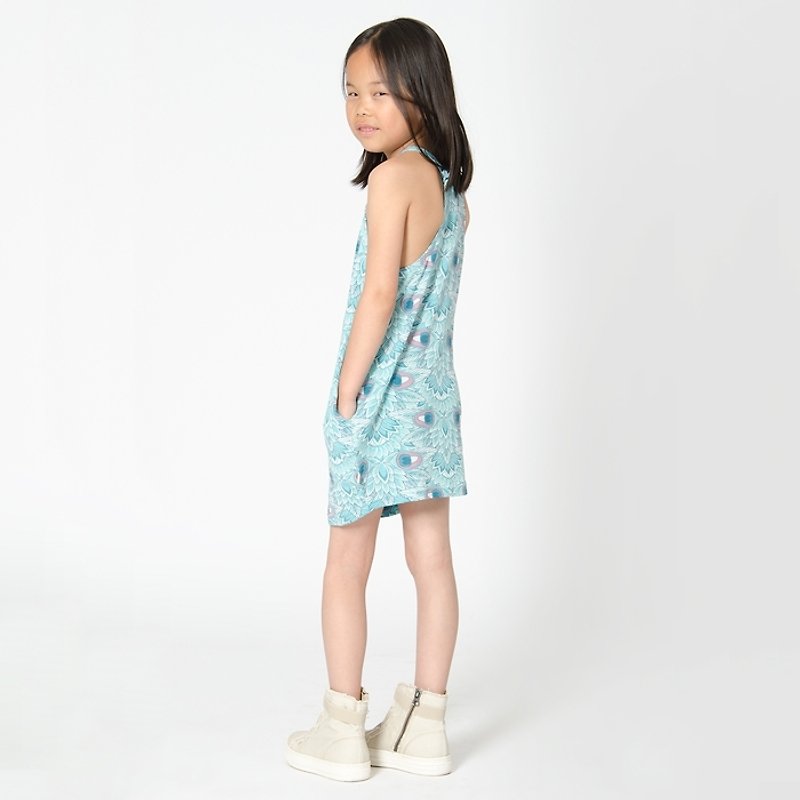 [Nordic children's clothing] Swedish organic cotton small shoulder girl dress 2 to 18 years old women's clothing parent-child sky blue - ชุดเด็ก - ผ้าฝ้าย/ผ้าลินิน สีน้ำเงิน