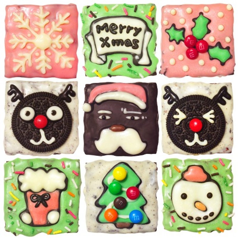 [Lonnie] bears Christmas bears Mr. Chocolate Brownie Gift block X9 - เค้กและของหวาน - อาหารสด หลากหลายสี