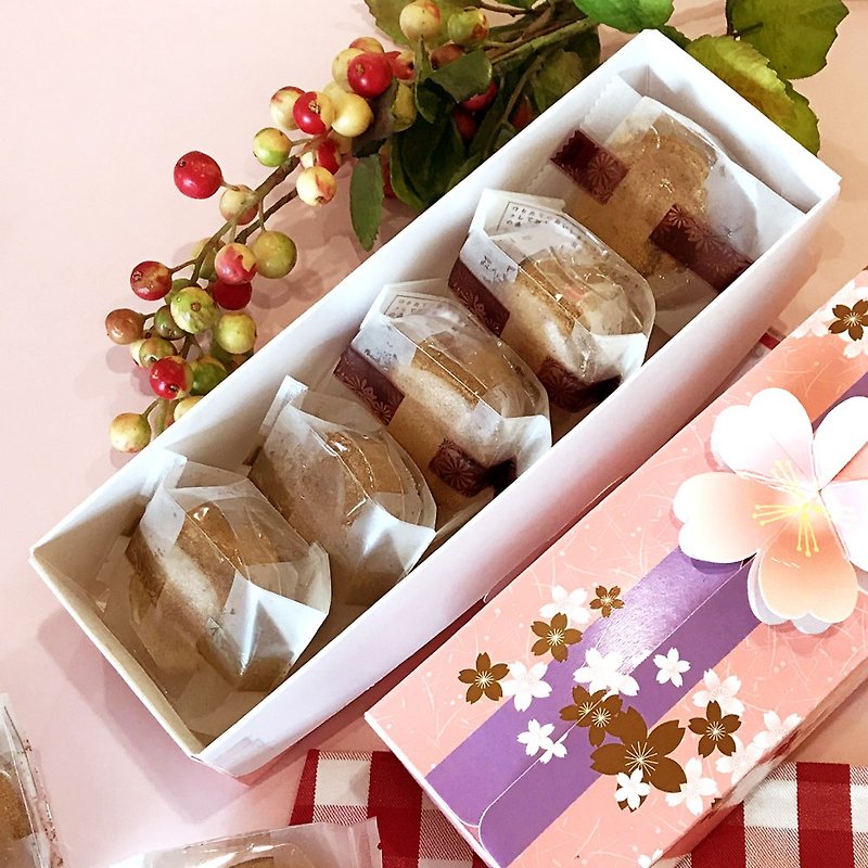 Ai Bosuo [Sakura gift box A] Japanese Okinawa black sugar paralyzed gift box 6 into - เค้กและของหวาน - อาหารสด สีนำ้ตาล