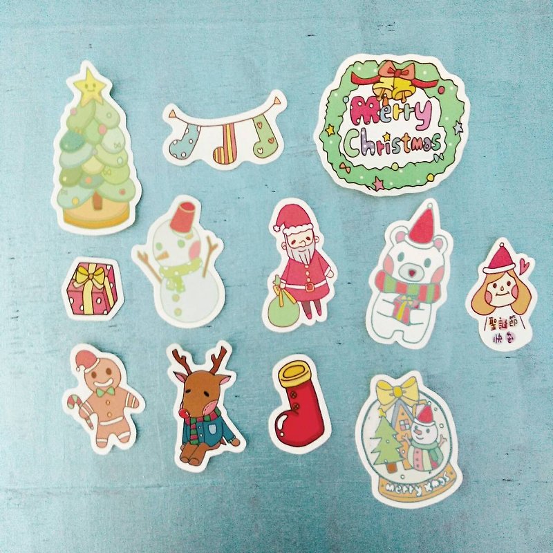 Merry Christmas Sticker Pack (12 in) - สติกเกอร์ - กระดาษ สีแดง