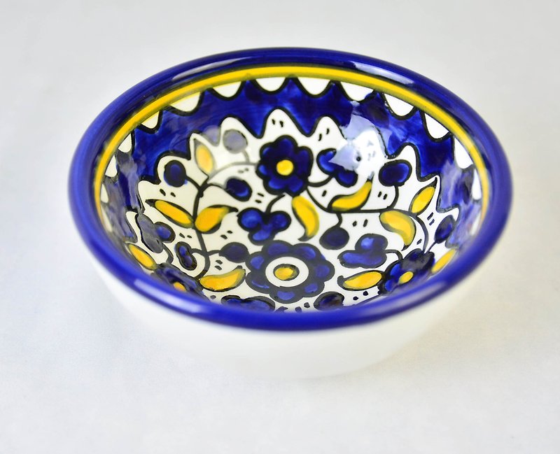 Blue flower bowl _ fair trade - Small Plates & Saucers - Other Materials White