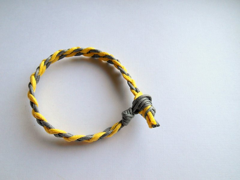 Perseverance / hand-woven bracelet - Bracelets - Other Materials Yellow