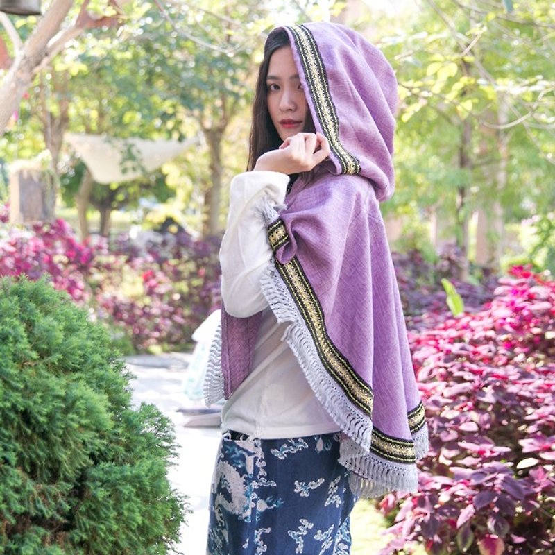 Mark A Suya deals with fringed hem cotton Linen cape style - Women's Casual & Functional Jackets - Other Materials Purple