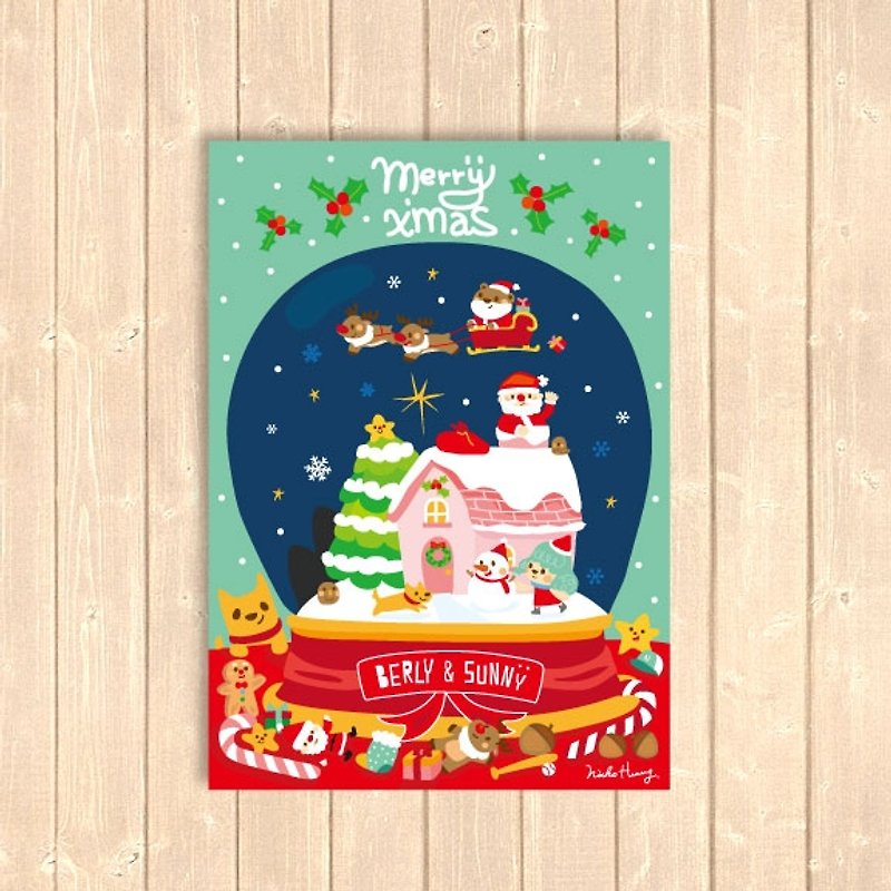 Christmas crystal ball postcard - การ์ด/โปสการ์ด - กระดาษ สีแดง