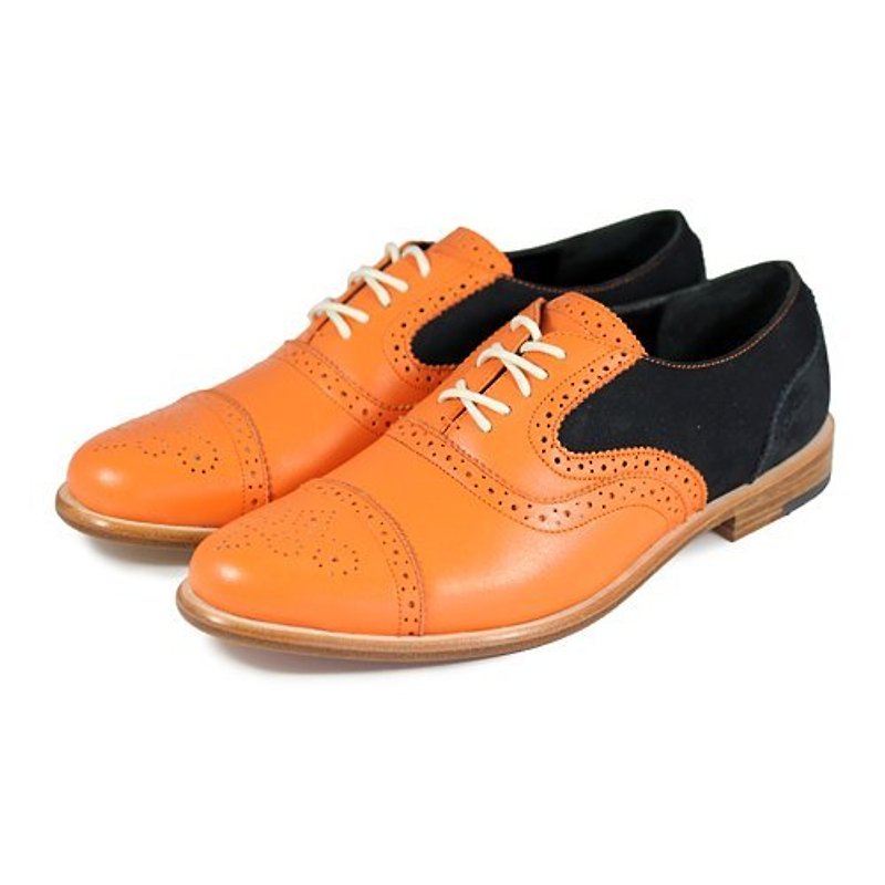 Oxford shoes Poppy M1093B Orange Black - Women's Oxford Shoes - Genuine Leather Orange