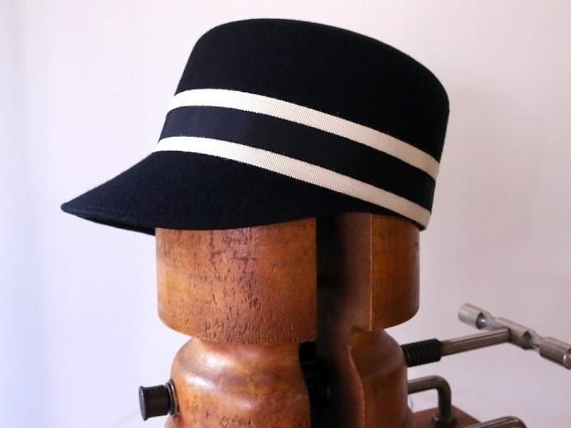 Lisa Stripe 條紋鴨舌帽 - 帽子 - 羊毛 黑色