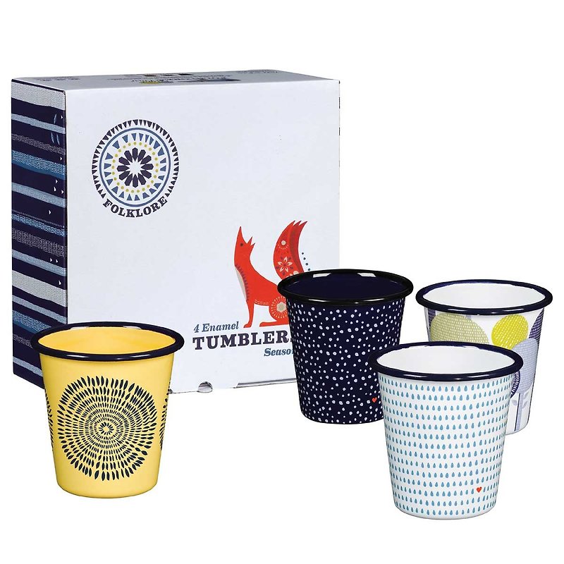 SUSS-UK imports Wild and Wolf seasons enamel cup group (a group of four into) - Stock free shipping - Bar Glasses & Drinkware - Enamel Blue