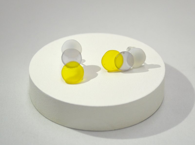 玻璃素材 耳環 thin 系列 黃色 - 耳環/耳夾 - 玻璃 黃色