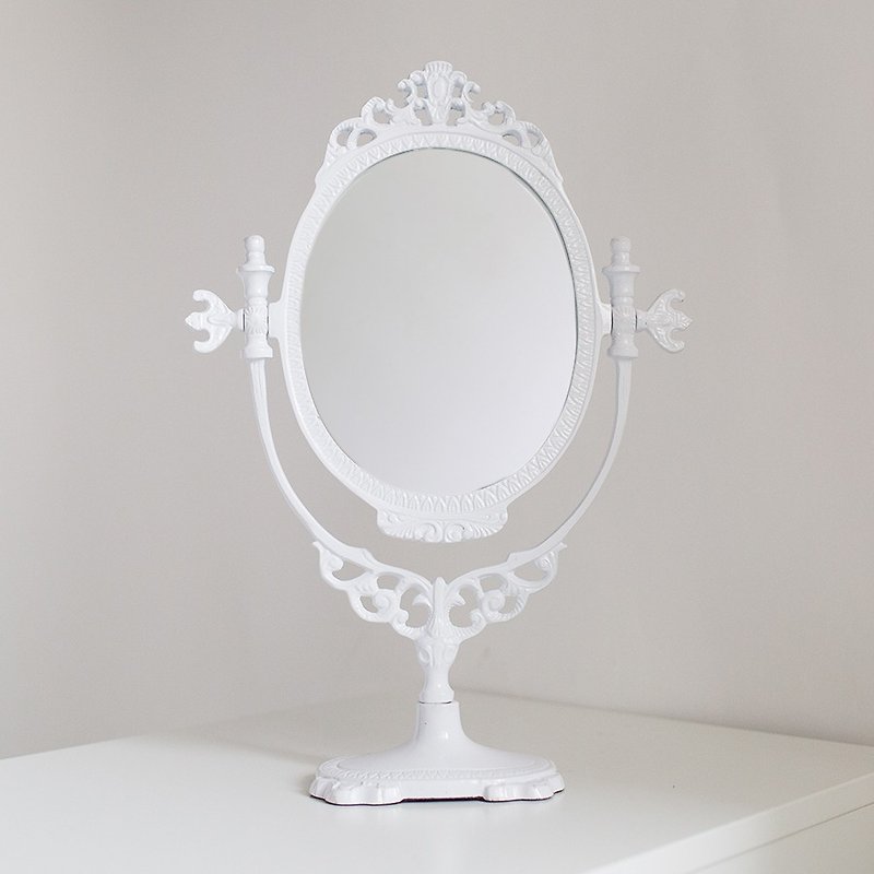 OOPSY Home Decor-Large retro makeup mirror white-RJB - Items for Display - Other Metals White
