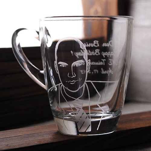 MSA玻璃雕刻 320cc【肖像杯訂做】(寫實版) BOSS老闆杯外國老師畢業禮物客製化
