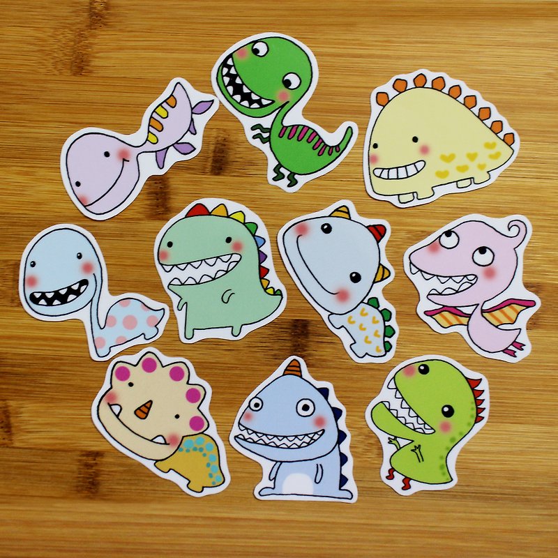 Waterproof sticker set (small) _ small dinosaur series (set of 10) - Stickers - Waterproof Material 