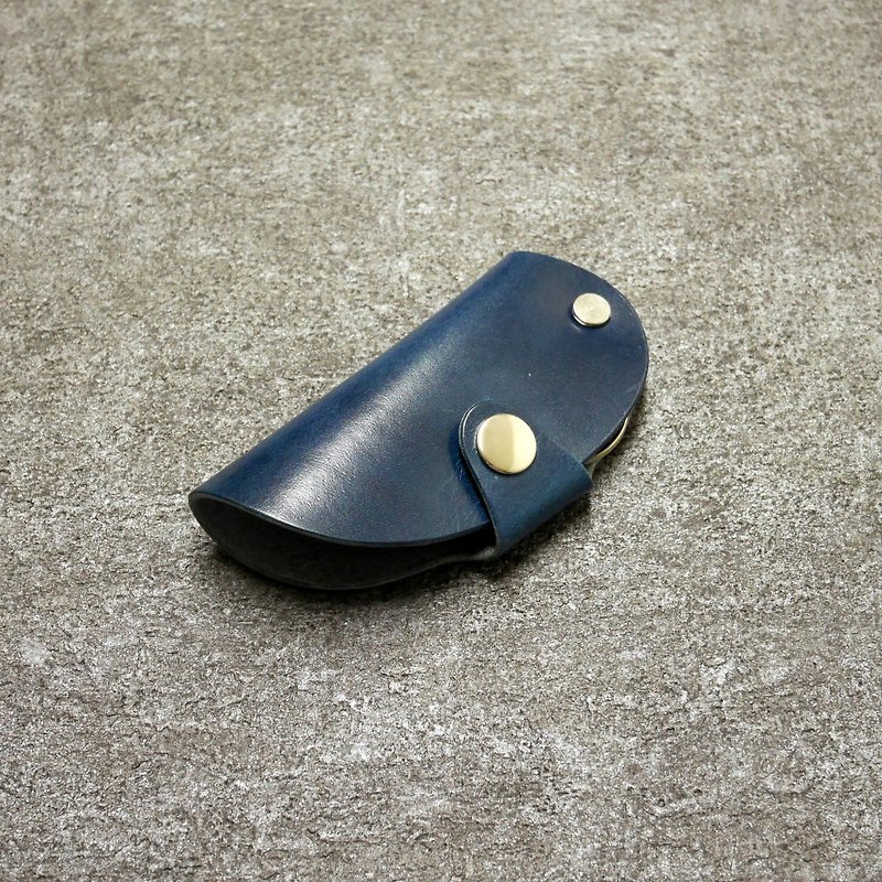 Bird Stork - Leather Key Case / Dark Blue - Keychains - Genuine Leather Blue