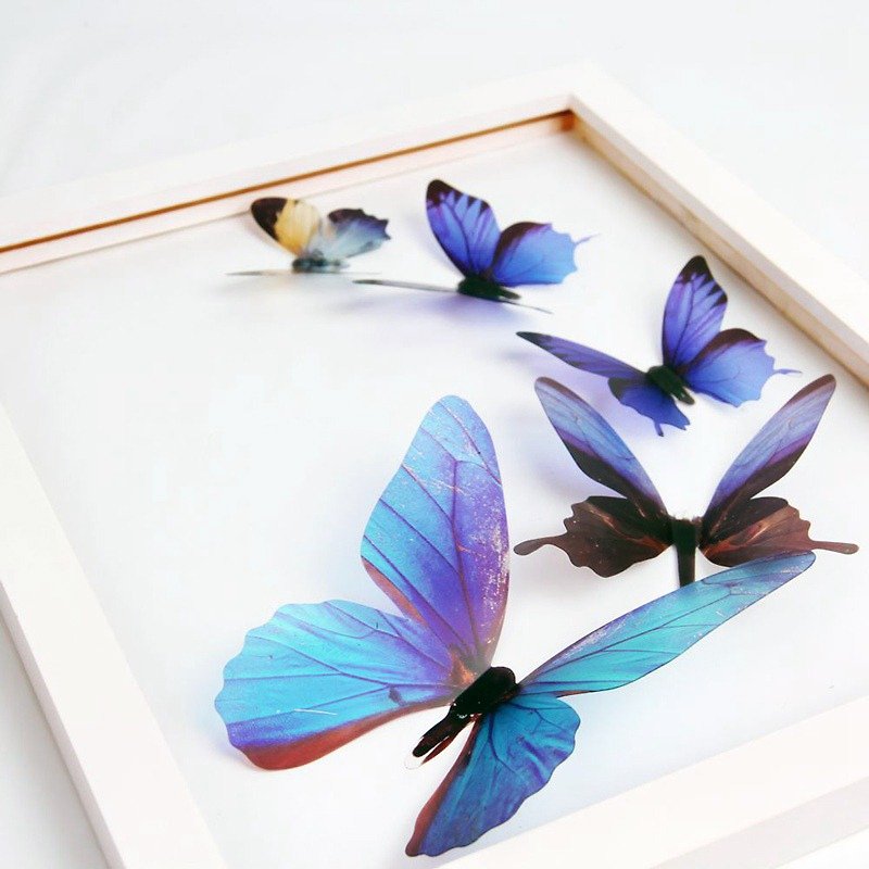 HomePlus 3D夢幻蝴蝶 藍色 18入/組 立體壁飾 壁貼 婚禮小物 布置 - 牆貼/牆身裝飾 - 塑膠 藍色