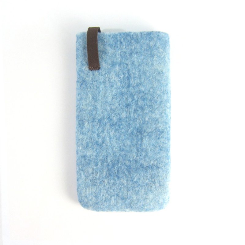 I Handmade wool felt mobile phone case-C. Denim I carefully selected wool. Handmade. shockproof - Phone Cases - Wool Blue