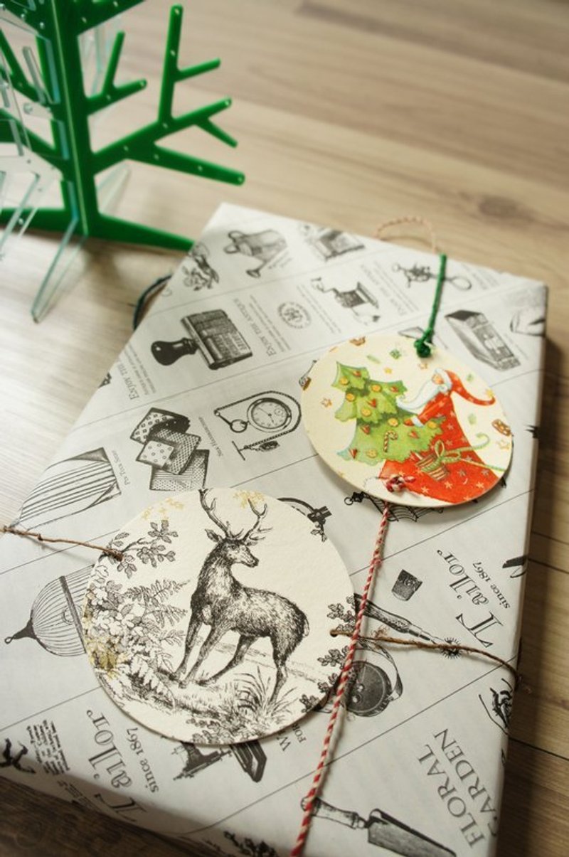 GIFT-TAG CARD /禮物標籤卡- 聖誕款 2枚入 - 卡片/明信片 - 紙 綠色