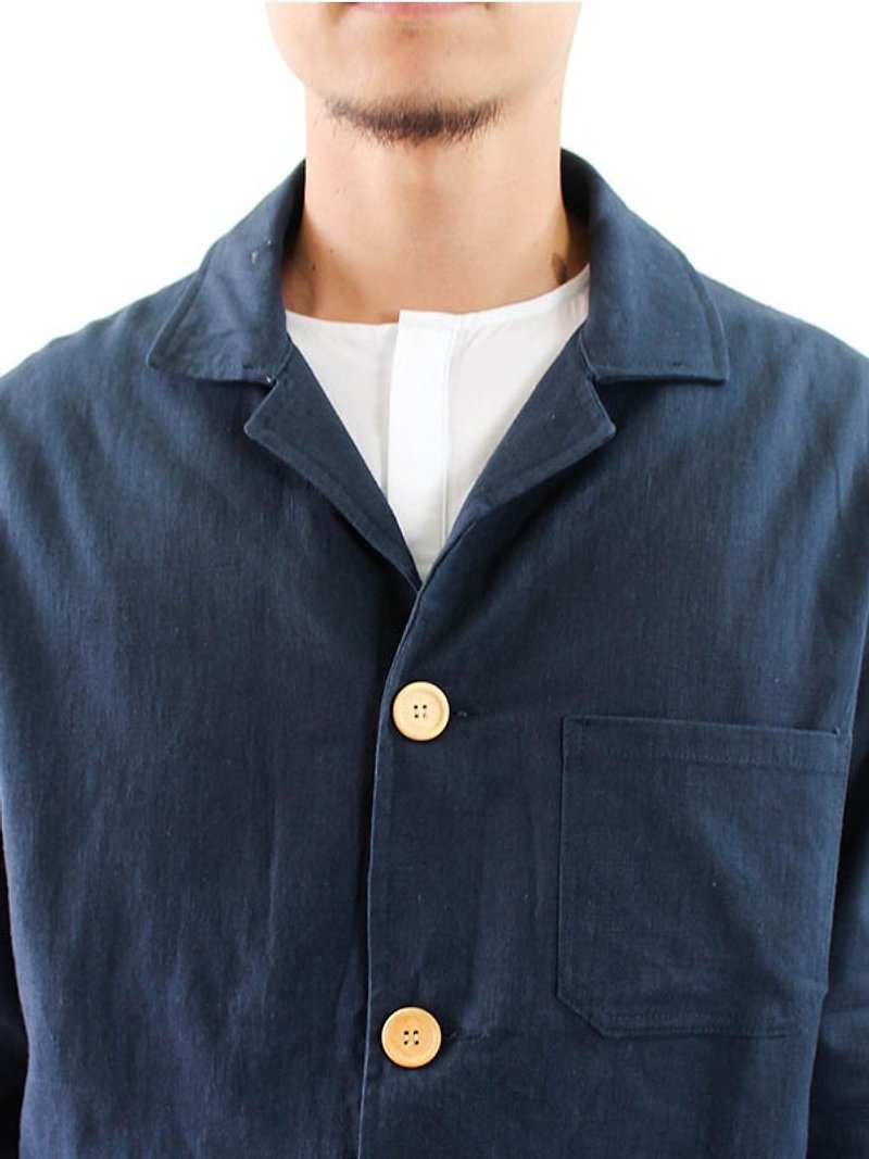 Chainloop blue leisure suit jacket are simple basic models - Women's Blazers & Trench Coats - Cotton & Hemp Blue