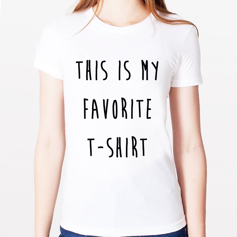 THIS IS MY FAVORITE T-SHIRT ガールズ半袖 Tシャツ-2 カラーデザイン テキスト ギフト - Tシャツ - コットン・麻 ホワイト