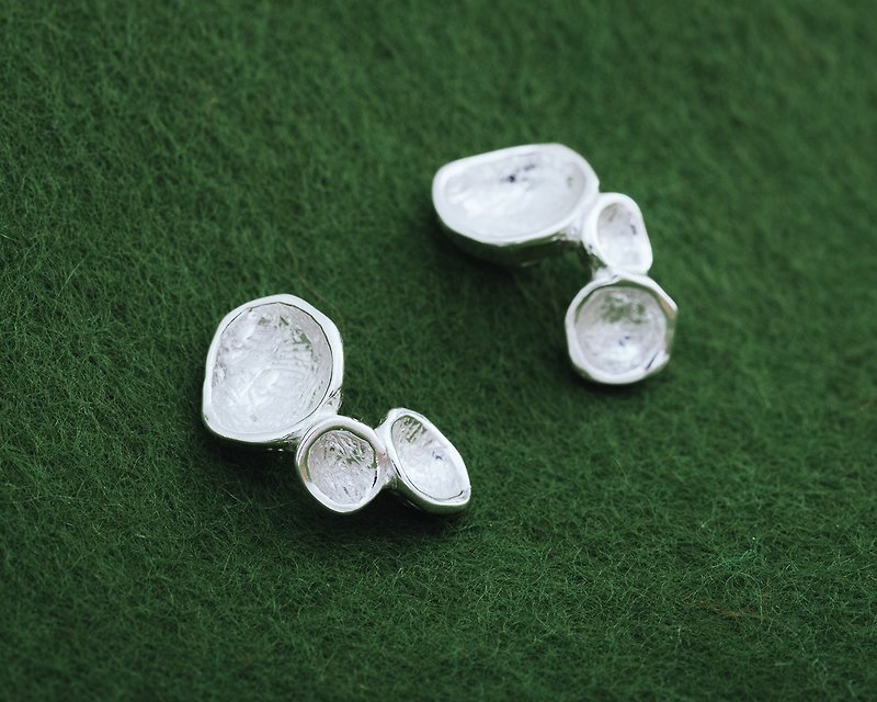 Awa earrings - Silver bubble earrings - Japanese natural design - ต่างหู - โลหะ สีเงิน
