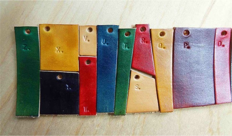 Patchwork key ring (Limited A ~ Z) - Other - Genuine Leather Khaki
