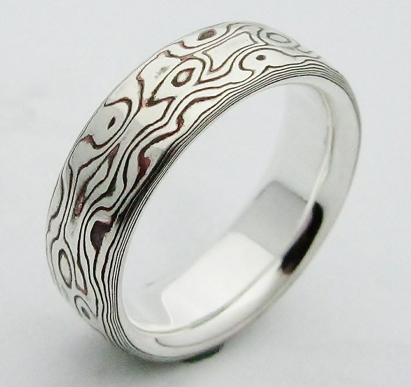 Element 47 Jewelry studio~ mokume gane ring 12 (silver/copper) - Couples' Rings - Other Metals Multicolor