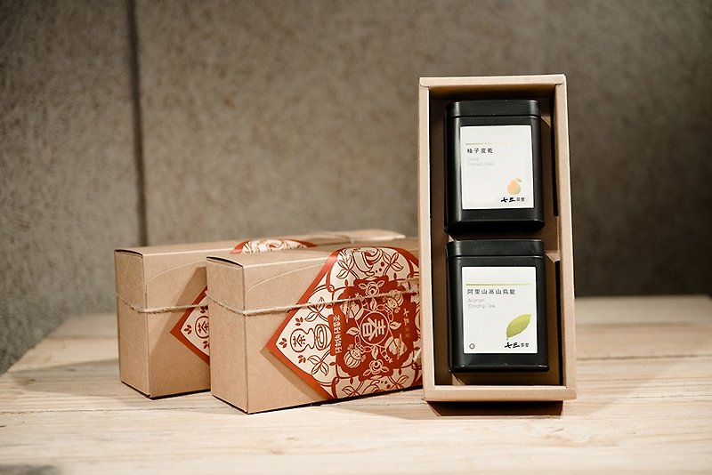 【茶包+果乾禮盒】 阿里山高山烏龍/茶包+台南柚子皮乾60g - 茶葉/茶包 - 紙 紅色