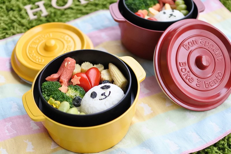 Yimono日本製雙層餐盒 - 便當盒/食物袋 - 塑膠 紅色