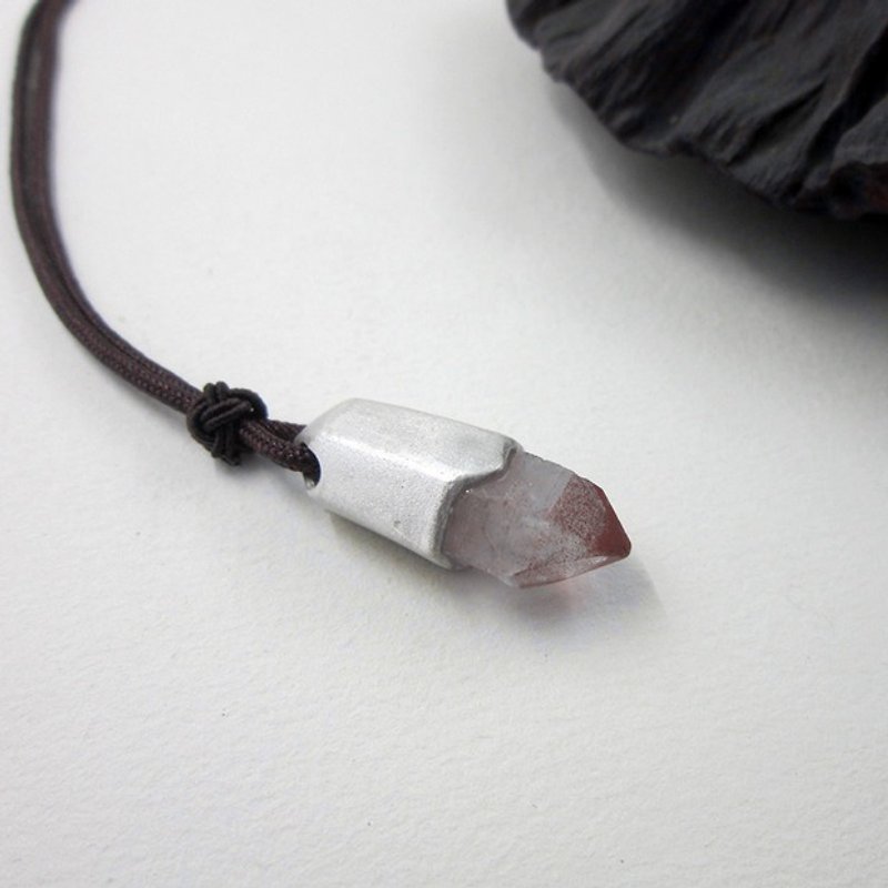 [Exclusive] [snow] 925 wallets inlay natural uncut crystal stone necklace / pendant - สร้อยคอ - โลหะ ขาว