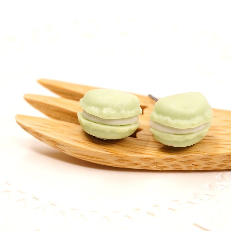 *Playful Design*  Mini Macaron Earrings - Green Apple - Earrings & Clip-ons - Clay Green
