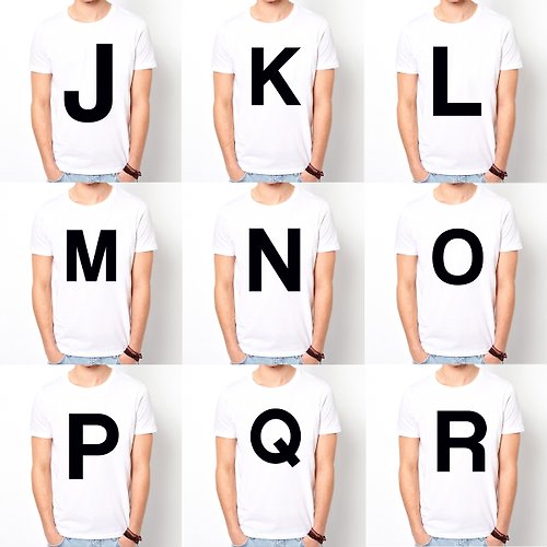 hipster Big J K L M N O P Q R 短袖T恤-白色 英文字母 設計 文字 時尚