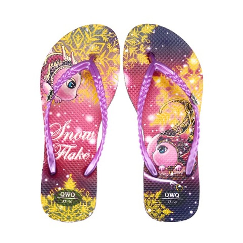 QWQ創意設計人字拖鞋(無鑽)-Snowflake-紫【STN0441503】 - 女款休閒鞋 - 防水材質 紫色