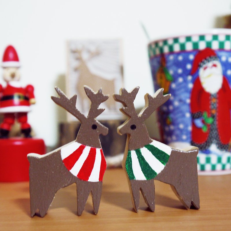 Hand-made carpentry - Jingle Bells Reindeer magnet (1 Group 2 in) - Magnets - Wood Multicolor