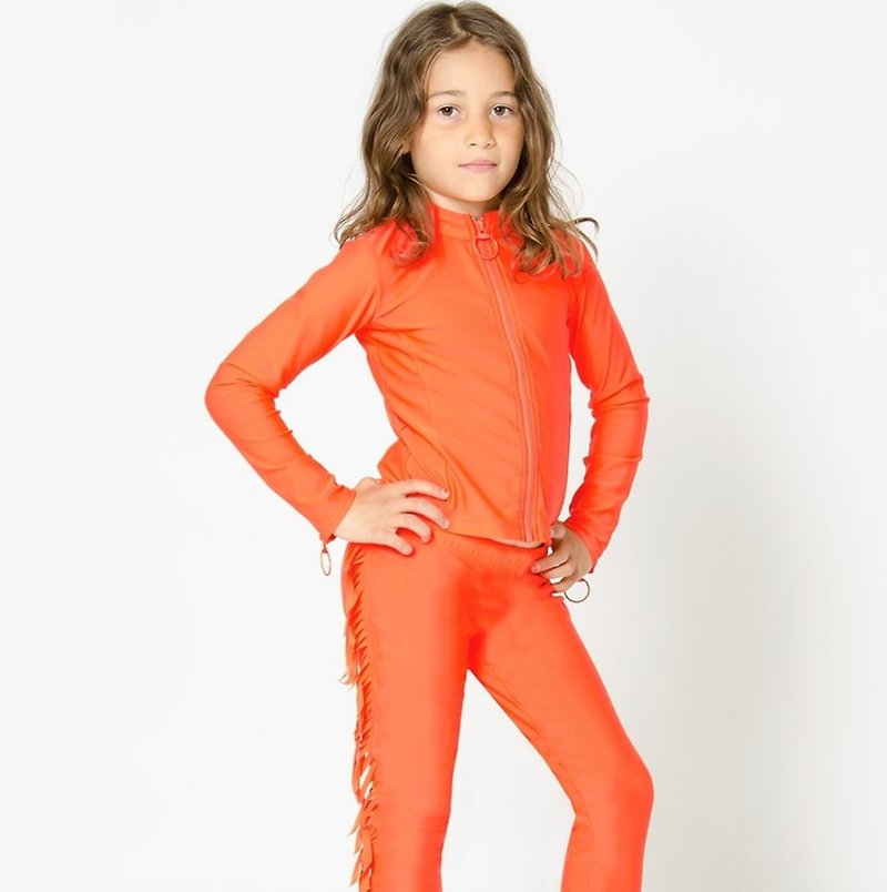 Nordic children's clothing Swedish children's long-sleeved swimsuit 2 years old to 4 years old orange - ชุด/อุปกรณ์ว่ายน้ำ - เส้นใยสังเคราะห์ สีส้ม