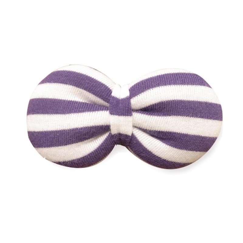 วัสดุอื่นๆ เครื่องประดับผม สีม่วง - Mysterious purple organic cotton bow multifunction Accessories (classic stripes)