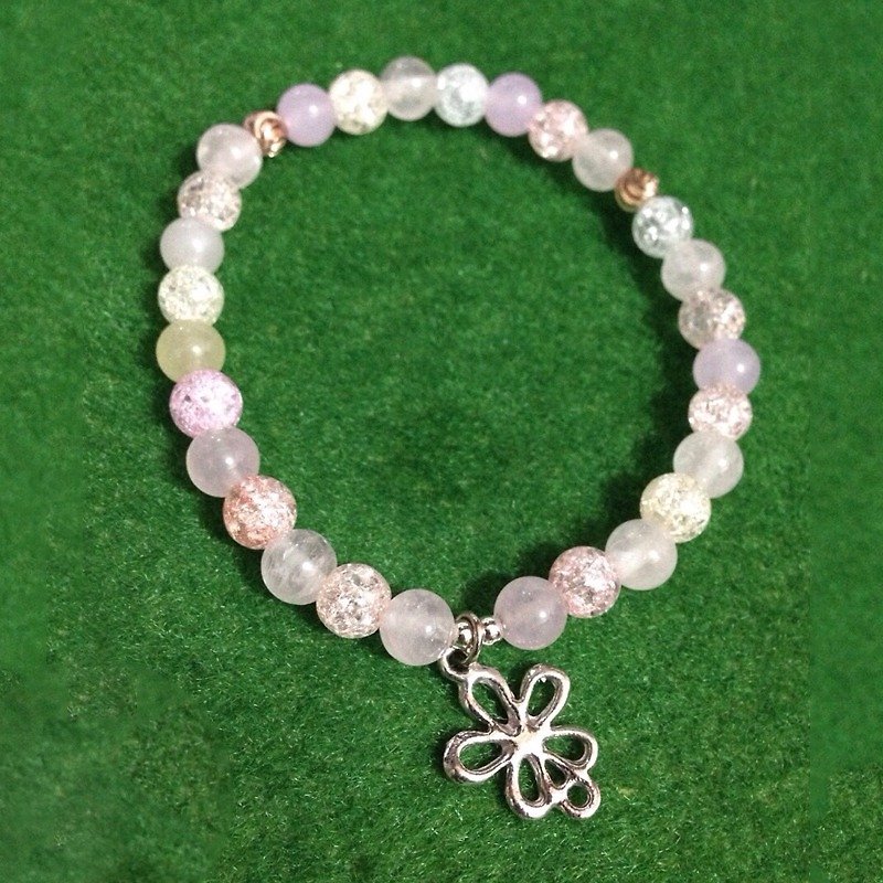Flower Pop Pink-Pink Crystal / Pop Flower White Crystal / Bracelet Bracelet Gift Custom Design - งานโลหะ/เครื่องประดับ - วัสดุอื่นๆ สึชมพู