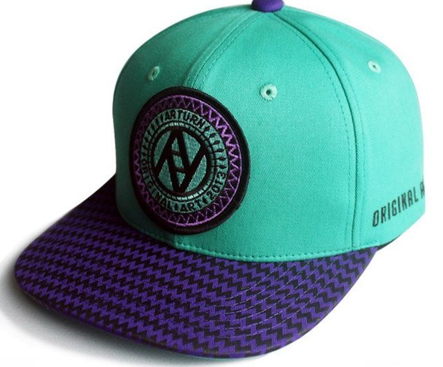 green and purple snapback