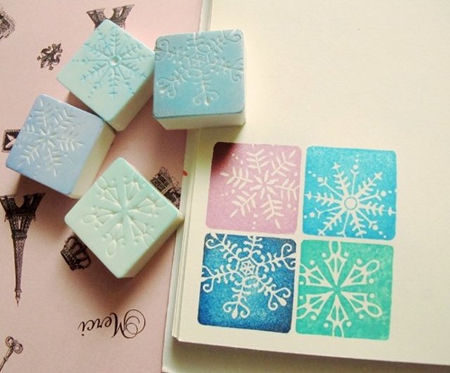 Apu Handmade Stamp Versatile Mini Snowflake Stamp Set 2 Pack Handbook Stamp  - Shop apus-box Stamps & Stamp Pads - Pinkoi