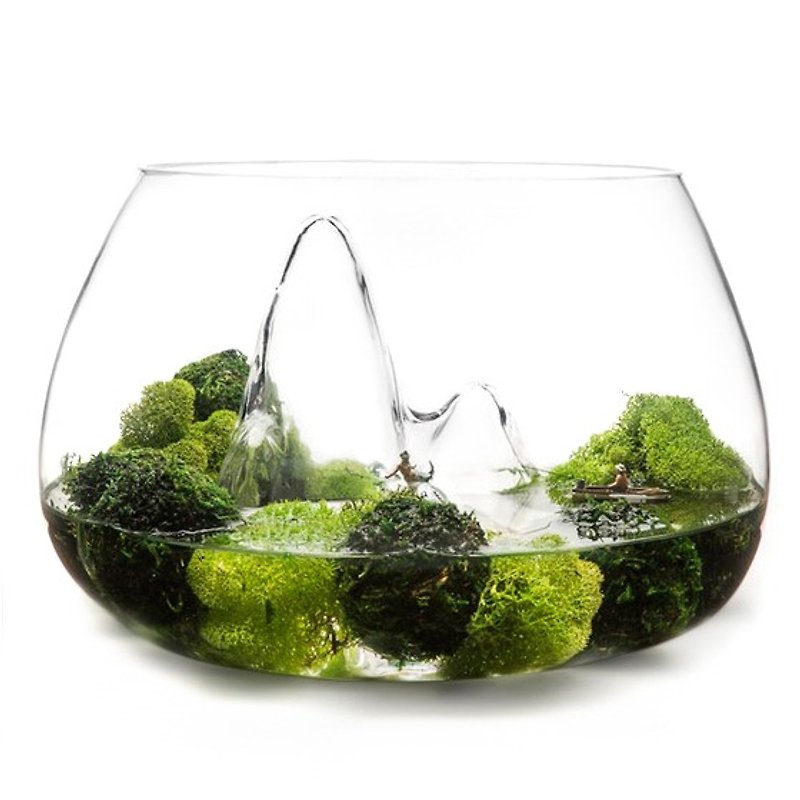 【MSA玻璃雕魚缸】26cm 山水藝術魚缸 玻璃雕設計(不含任何內容物僅有魚缸) - 裝飾/擺設  - 玻璃 綠色