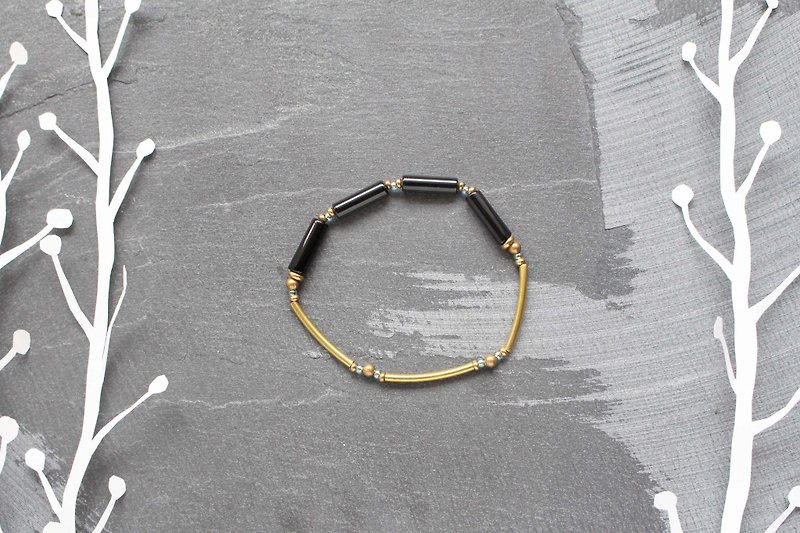 Striped control -half's half of pure brass - Bracelets - Other Metals Black