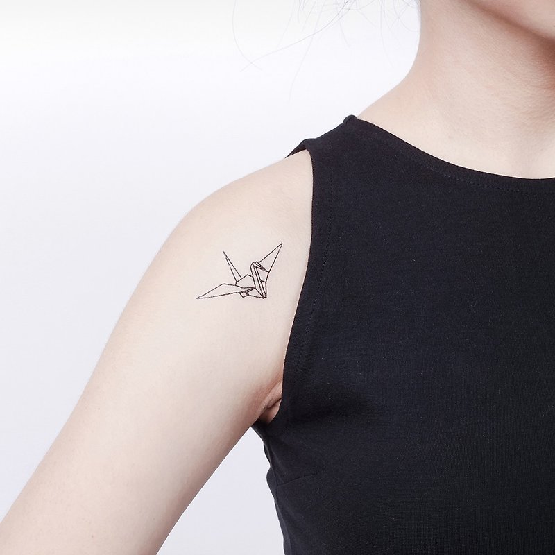 Surprise Tattoos - Paper crane blessing Temporary Tattoo - สติ๊กเกอร์แทททู - กระดาษ สีดำ