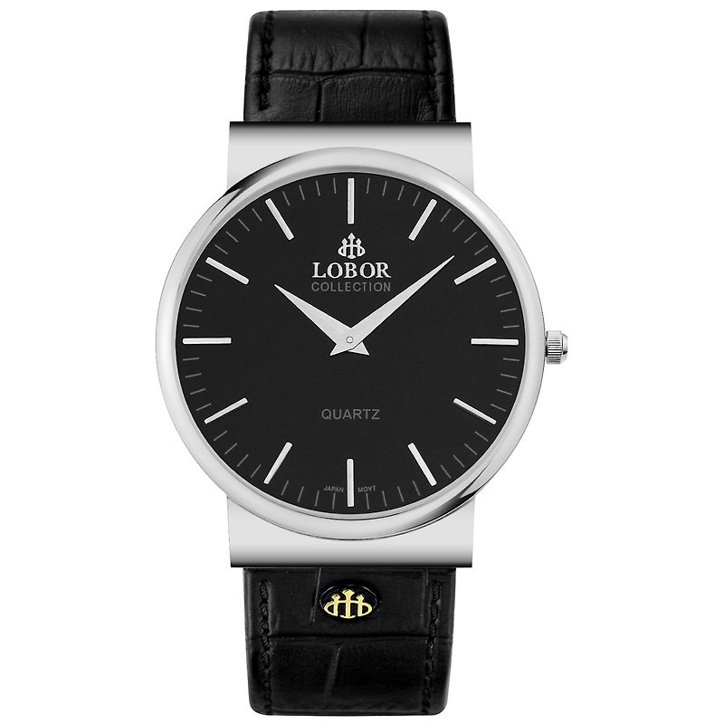 NATTY COLEMAN BLACK 日本機芯 不鏽鋼打磨 意大利皮帶 香港製造 LOBOR 中性手錶 - 女裝錶 - 防水材質 黑色