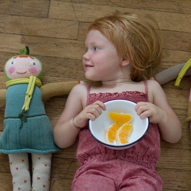 美國 Blabla Kids | 純棉針織娃娃(大隻) - 害羞青蘋果 B21040120 - 嬰幼兒玩具/毛公仔 - 棉．麻 綠色