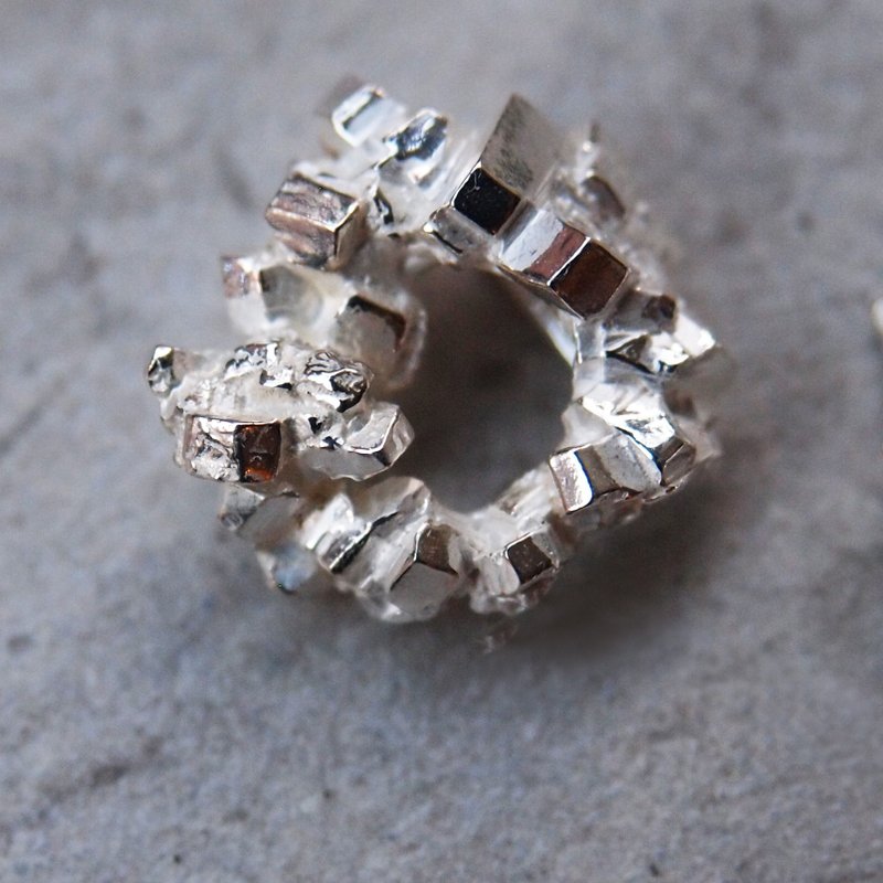 Mineral Specimens[方晶矿石耳#1] - ต่างหู - โลหะ สีเทา