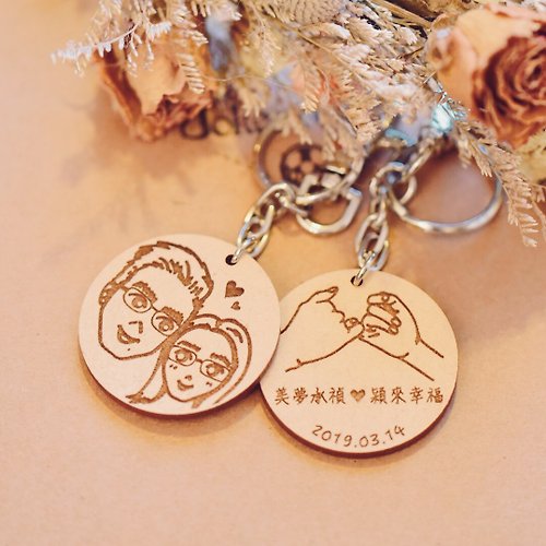 jokerman 寵物-客製化-結婚-生日-好朋友-聖誕節-交換禮物-木質雙人鑰匙圈