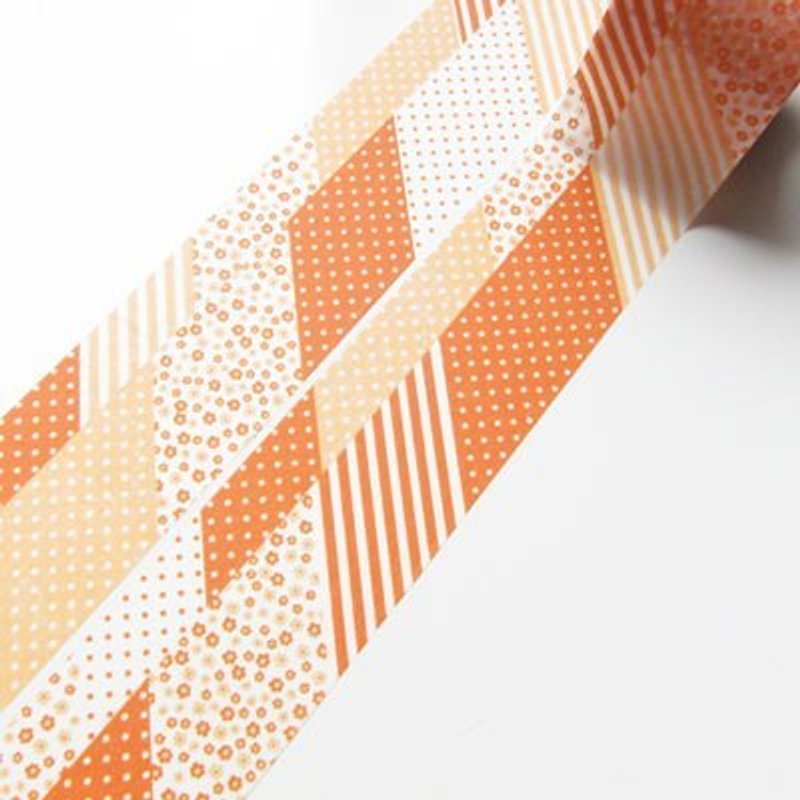 Wide Aimez le style and paper tape (00514 Floral Collage - Orange) - มาสกิ้งเทป - กระดาษ สีส้ม