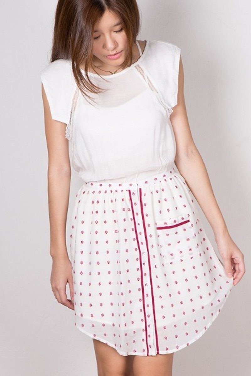 Flower shirt Skirt (White) - Skirts - Cotton & Hemp White
