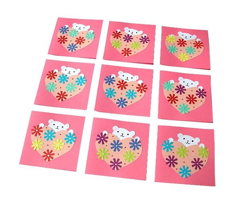 手工卡片：愛心小熊小卡片（小禮卡、生日卡、情人卡、感謝卡） - 卡片/明信片 - 紙 粉紅色